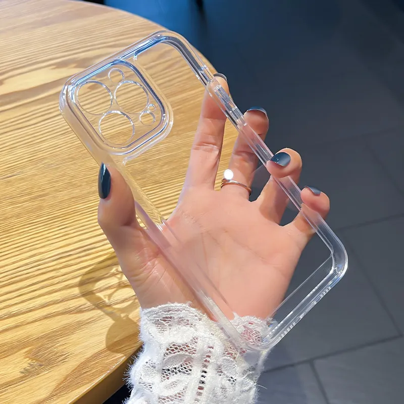 Clear Tpu Phone Case Shockproof Soft Transparent Protective Back Cover Slim Anti-Fall Mobile Accessories