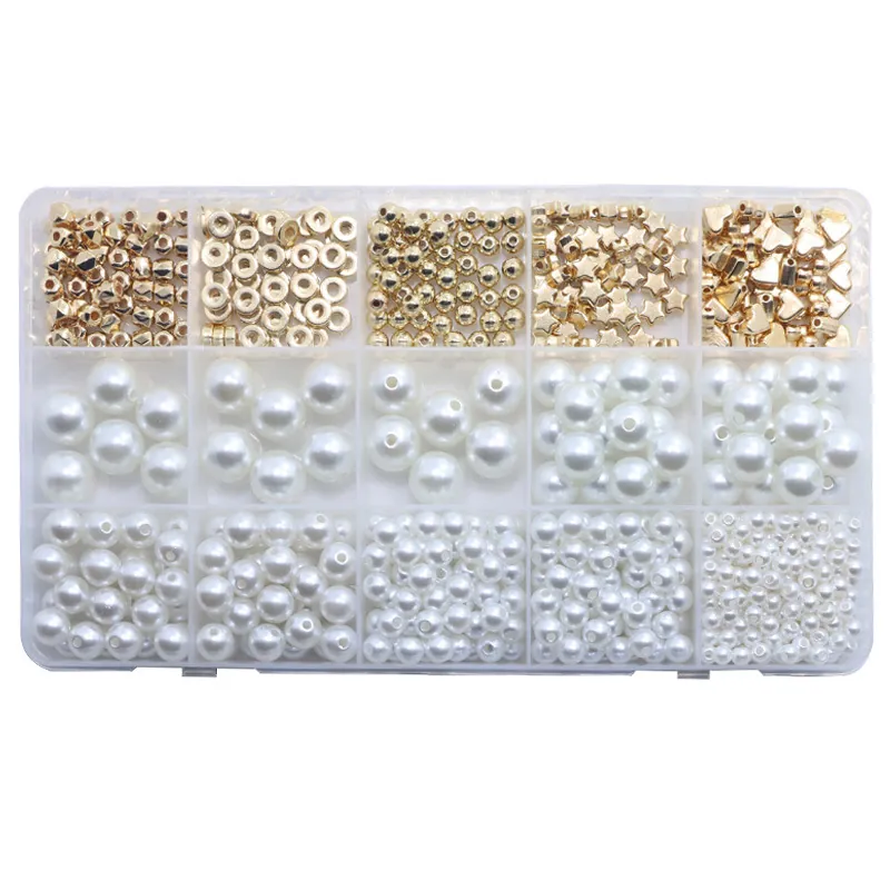 DIY Jewelry Making Beads ABS Faux Artificial Pearls Golden Alloy Star Heart Shaped Spacer Beads For Bracelets Necklaces Crafting