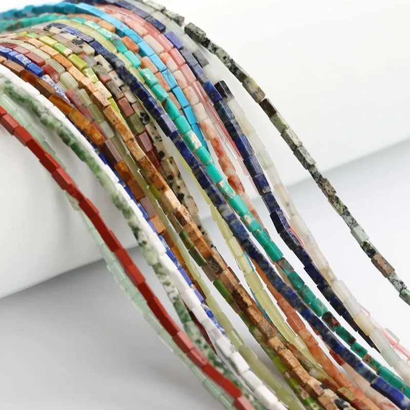Perles En Pierre Naturelle Rectangulaires Facettées Barrettes Pour Fabrication De Bijoux DIY Bracelet Collier Pierres Polies
