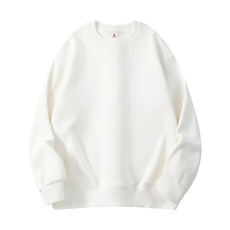 Men Sweatshirt Cotton Polyester Blend Crewneck Pullover Long Sleeve Drop Shoulder Loose Fit Casual Minimalist Fashion