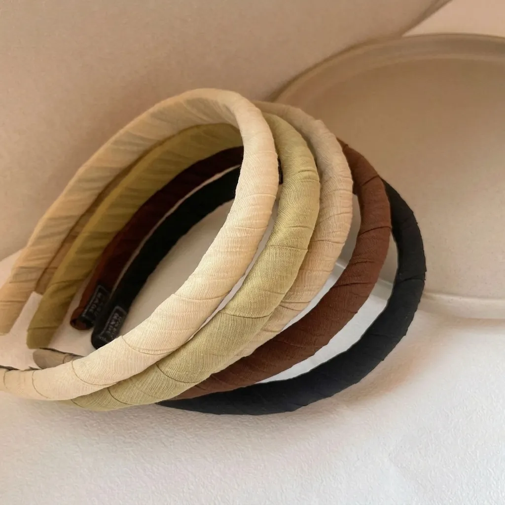 Serre-Tête En Tissu Fait Main Avec Texture En Spirale Accessoire De Cheveux Couleur Unie Pour Femme Coiffage Quotidien