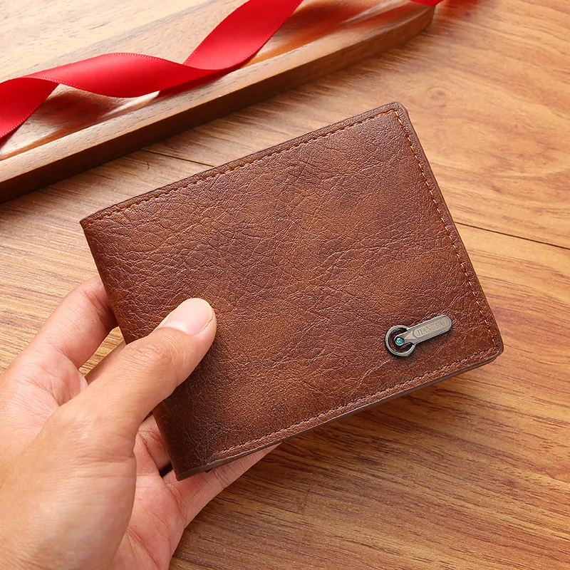 Portefeuille Bifold pour Hommes Cuir PU Business Décontracté Porte-Cartes Texture Litchi Petit Portefeuille Cadeau pour Hommes