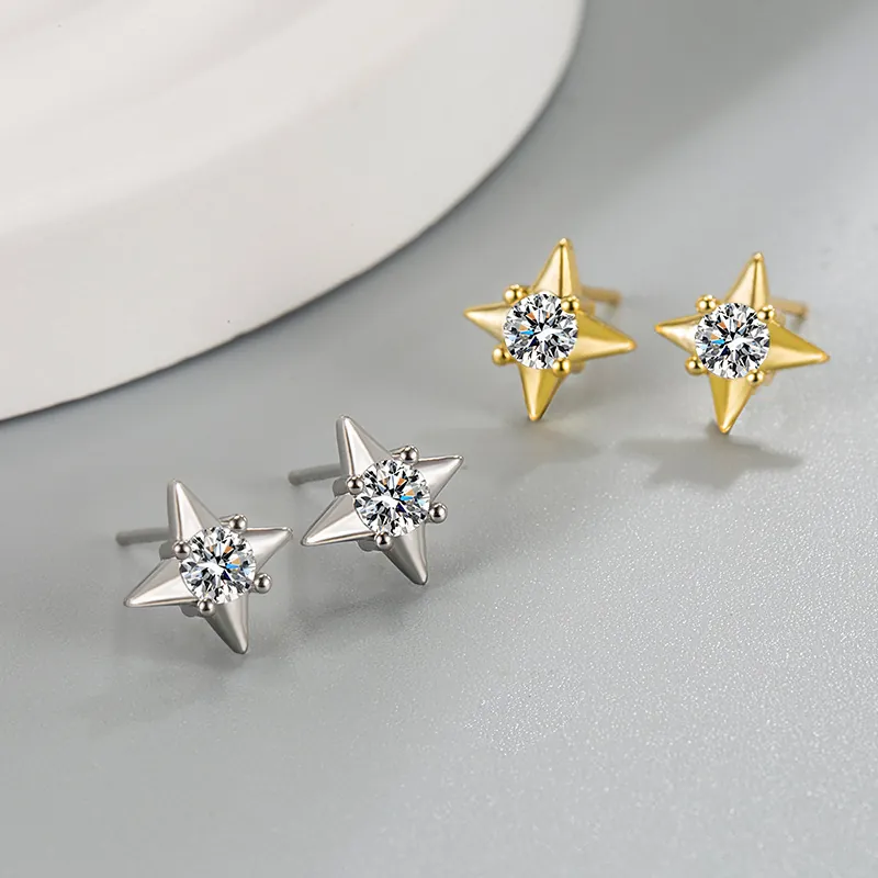 Minimalisti Orecchini a Lobo a Stella in Rame per Donna Brillanti Strass Intarsiati Orecchini Stella Polare Gioielli Regalo