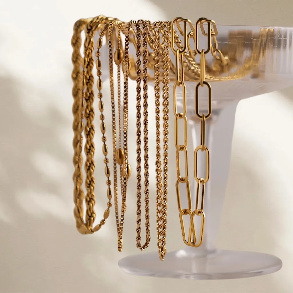 Vintage Minimalist Stainless Steel Gold Chain Necklace For Women French Luxury Geometric Snake Cuban Box Link Choker Jewelry