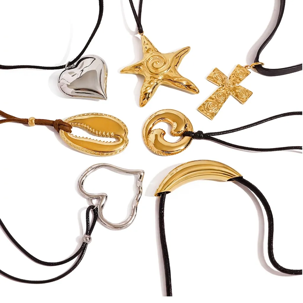 Halskette Aus Edelstahl Anhänger Seestern Herz Muschel Kreuz Formen Wasserdicht Hypoallergen Schmuck Damen