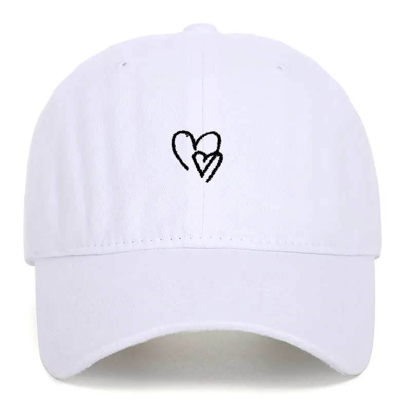 Cappello Da Baseball In Cotone Lavato Cuore Ricamato Vintage Distressed Cappello Da Sole Esterno Unisex Regolabile
