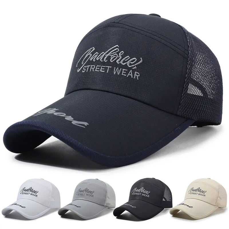 Mesh Baseball Cap Breathable Polyester Sun Protection Trucker Hat Street Wear Embroidery Letter Adjustable