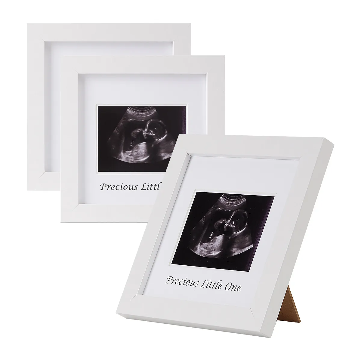 White Wooden Ultrasound Baby Photo Frame Square MDF Pregnancy Souvenir Picture Frame Precious Little One Tabletop Wall Decor