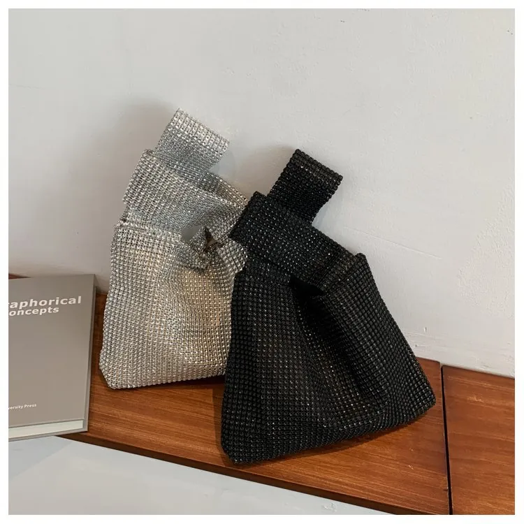 Sac À Main À Nœud En Strass Femmes Sac De Soirée Scintillant Sac De Fête Luxueux Et Brillant Sac Hobo Uni