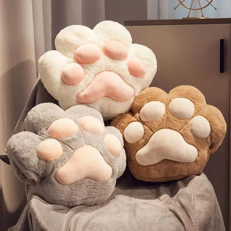 Cat Paw Pillow And Blanket Dual Use Plush Animal Hand Warmer Soft Nap Cushion For Office Home Car Travel Cute Decorative