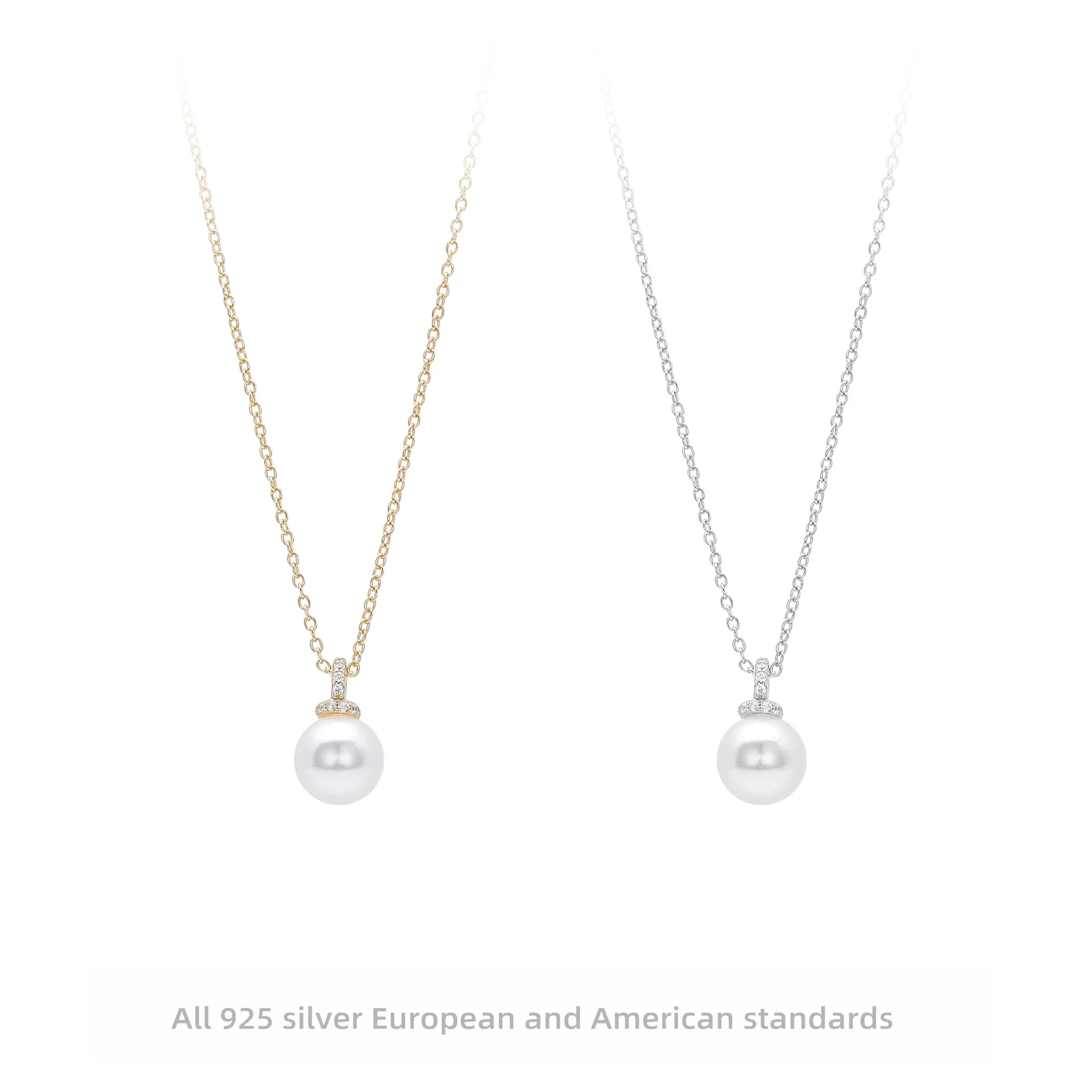 925 Sterling Silver Artificial Pearl Pendant Necklace With Zircon Elegant Minimalist Jewelry For Women Wedding Travel Gift