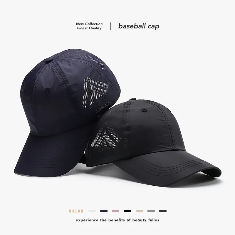 Polyester Quick Dry Baseball Cap Breathable Laser Cut Ventilation Golf Outdoor Sun Protection Adjustable Hat For Men Women