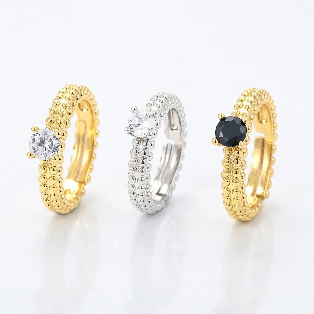 Adjustable Open Ring Copper Zircon Prong Setting Micro Pave Caviar Bead Texture Minimalist Wedding Jewelry For Women