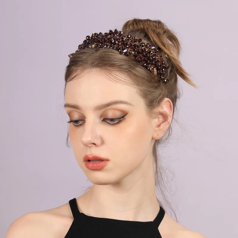 Bridal Crystal Headband Handmade Woven Beads Tiara Wedding Banquet Luxury Hair Accessories For Women