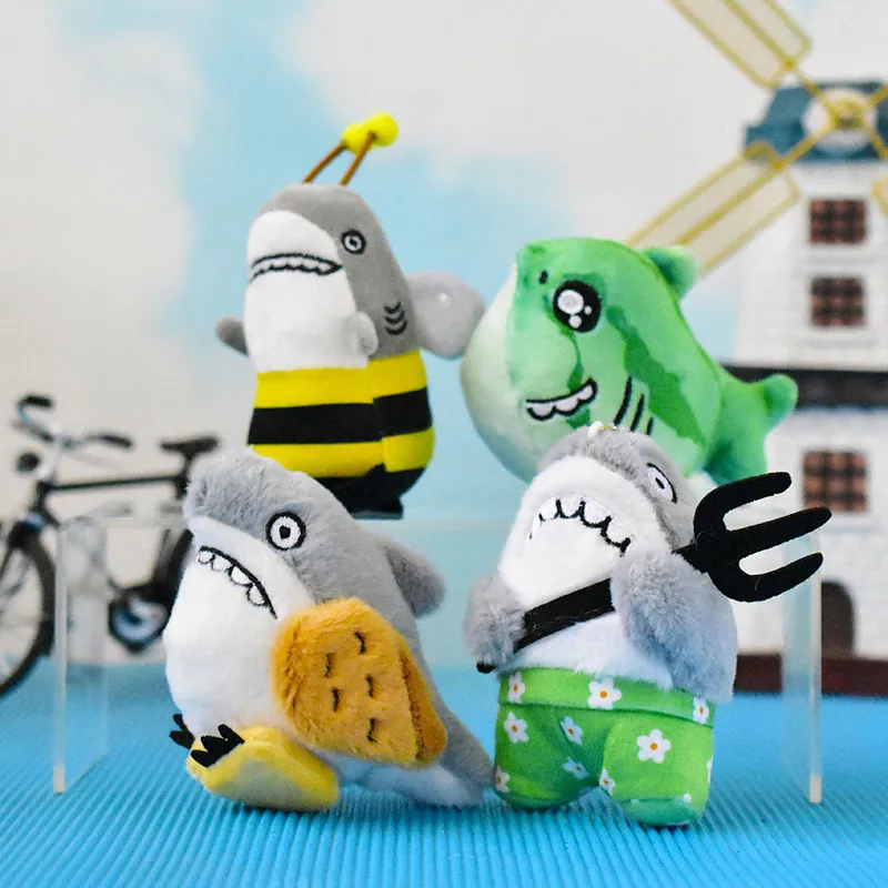 Funny Shark Plush Toy Keychain Cute Bee Shark Watermelon Shark Doll Pendant For Bag Decoration Gift Accessories