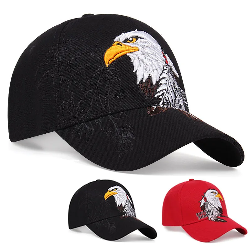 Eagle Stickerei Baseball Kappe Baumwolle Verstellbar Gebogene Krempe Native Pride Grafik Hut Lässig Outdoor Sport Sonnenschutz