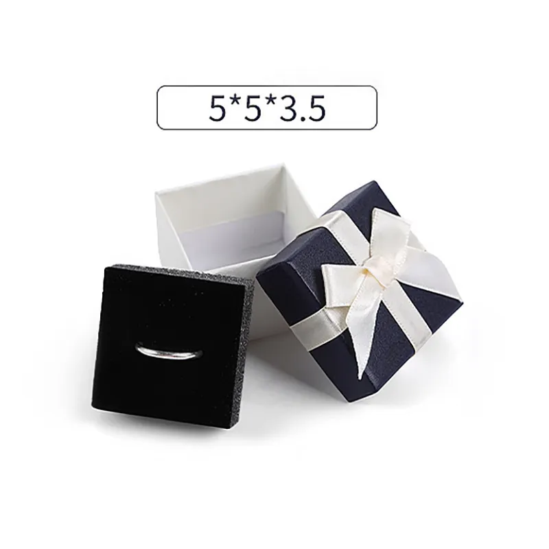 Jewelry Gift Packaging Bow Ribbon Plastic Storage Case For Ring Earring Necklace Including Polishing Cloth Simple Elegant