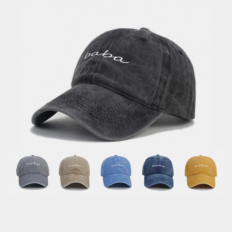 Distressed Washed Cotton Baseball Cap Retro Verstellbare Baba Stickerei Hut Für Outdoor Casual Sonnenschutz Unisex