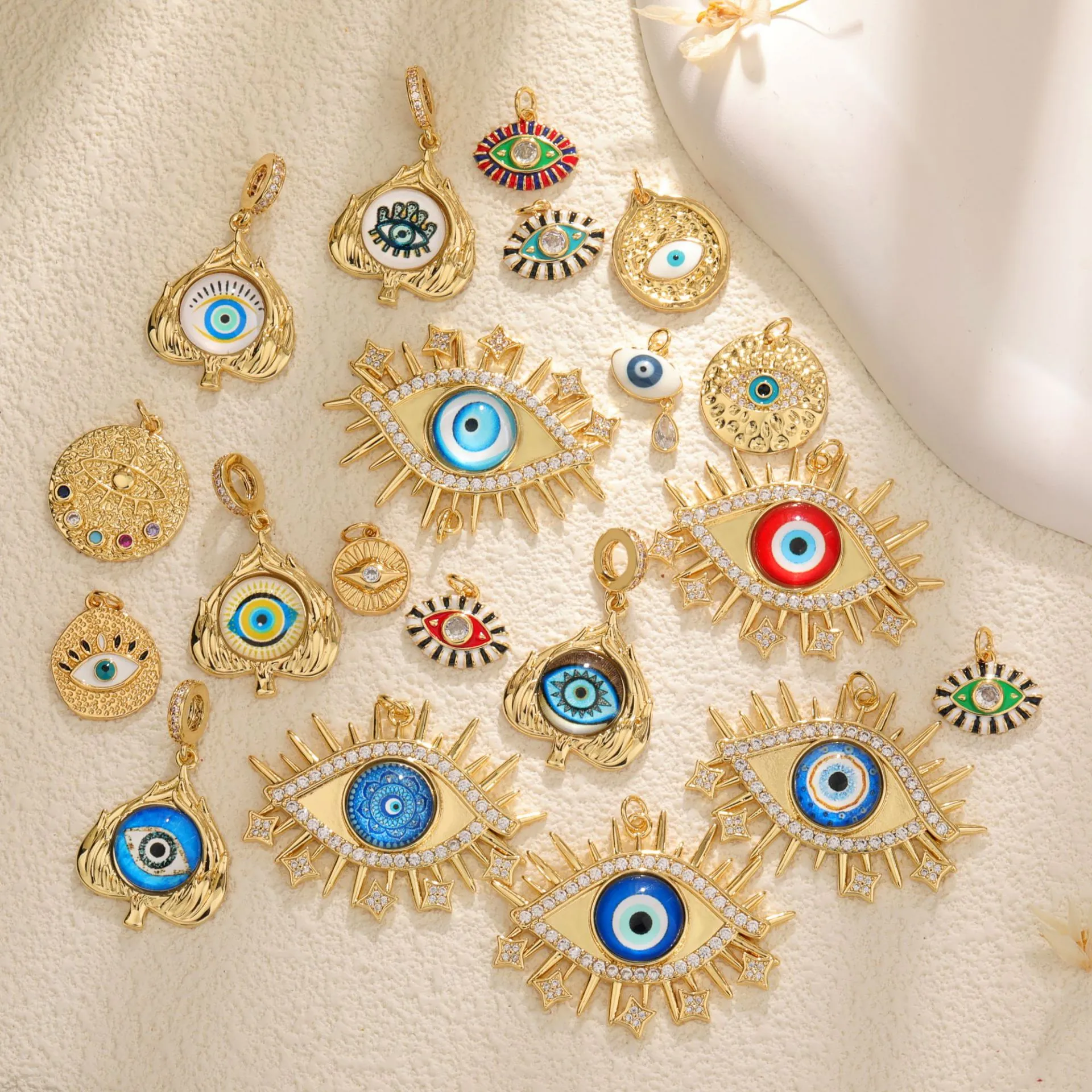 Evil Eye Charms Turkish Devil Eye Copper Zircon Enamel Pendants For DIY Jewelry Making Bracelet Necklace Accessories Boho