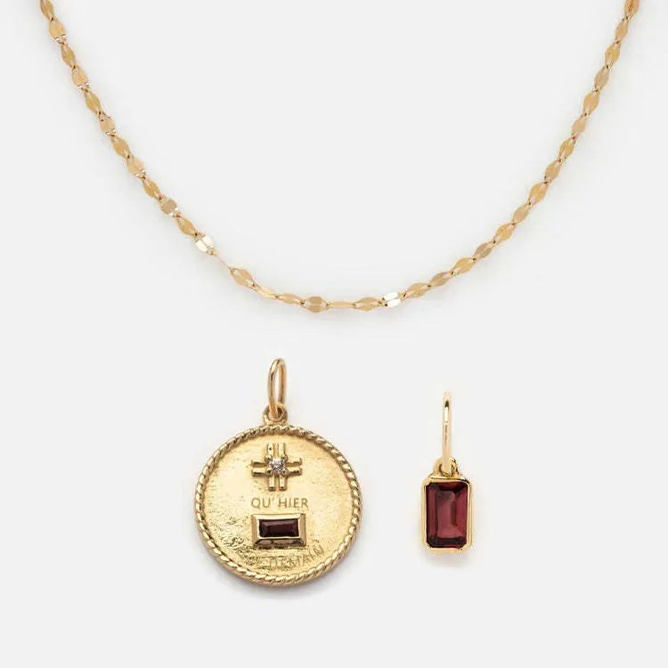 Stainless Steel Birthstone Pendant Necklace Colorful Square Zirconia 18K Gold Plated Fashion Jewelry Accessory For Women