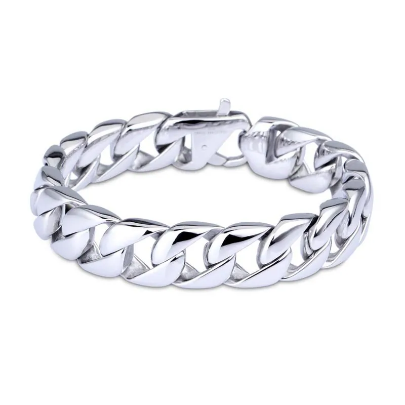 Bracelet Gourmette Homme En Acier Inoxydable 316L Chaîne Épaisse Style Rétro Streetwear