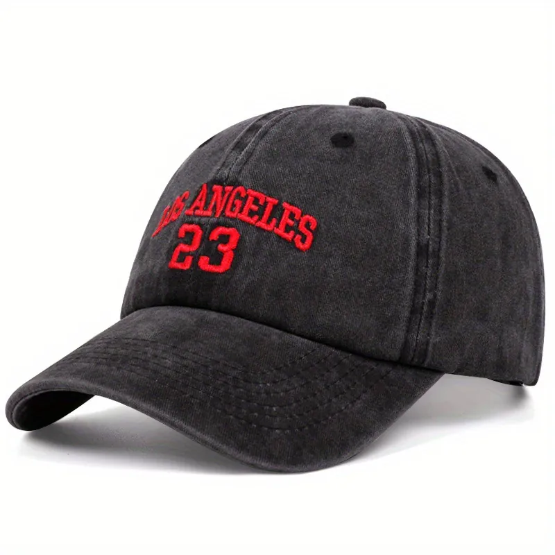 Baseball Cap Washed Cotton Distressed Embroidered Los Angeles Adjustable Sun Hat Streetwear Vintage For Men Women