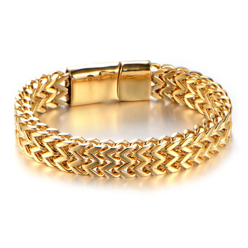 Men Stainless Steel Braided Chain Bracelet Multi Layer Punk Masculine Polished Jewelry Metal Hand Accessory