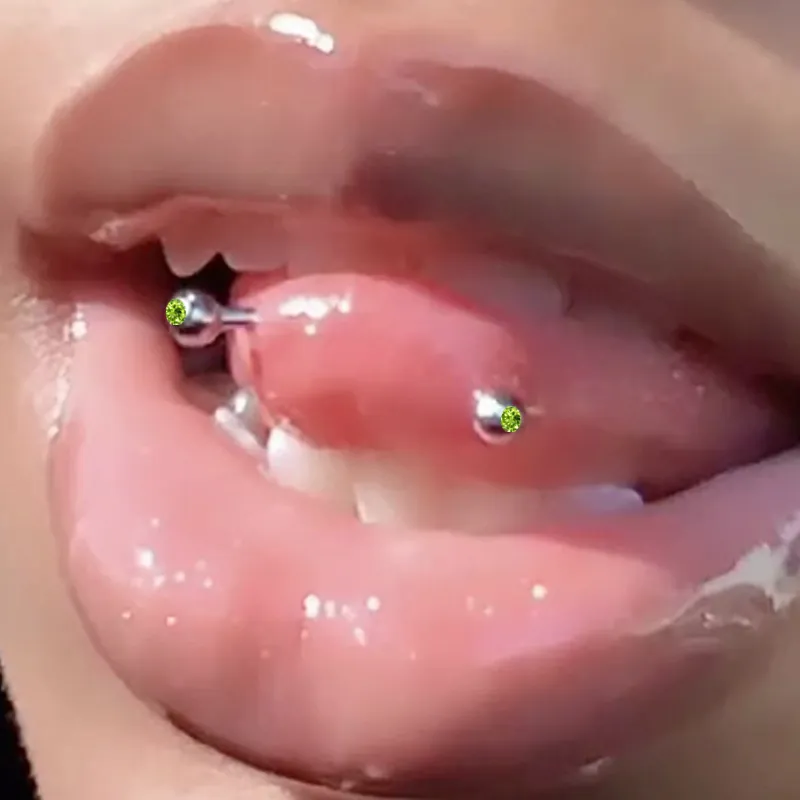 Barbell Tongue Ring 316L Stainless Steel Colorful Rhinestone Body Piercing Jewelry For Women And Men Punk Style