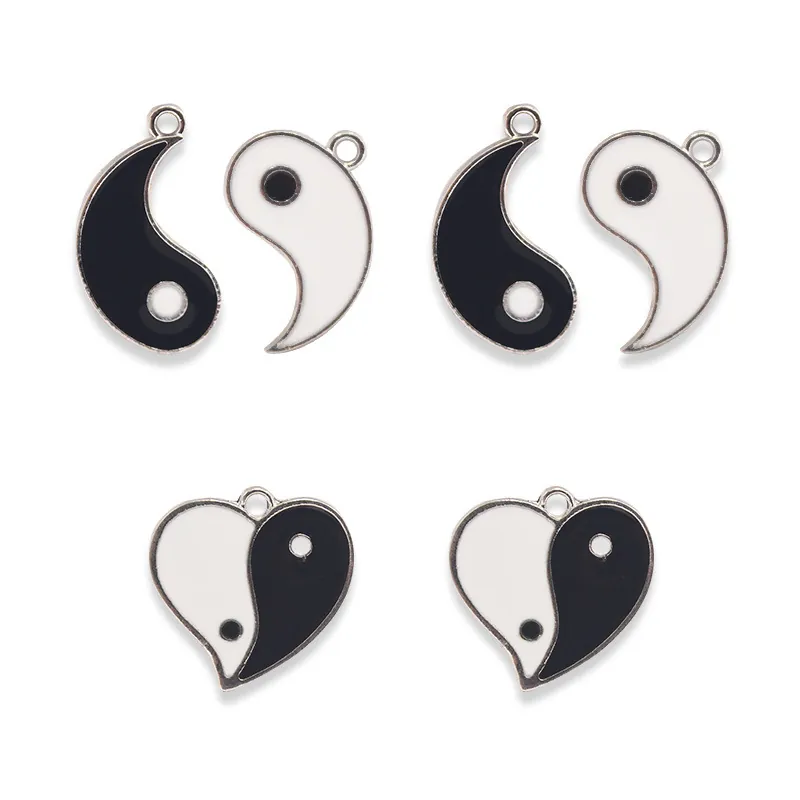 Yin Yang Taiji Pendants Alloy Enamel Connectors For DIY Jewelry Making Necklaces Bracelets Accessories