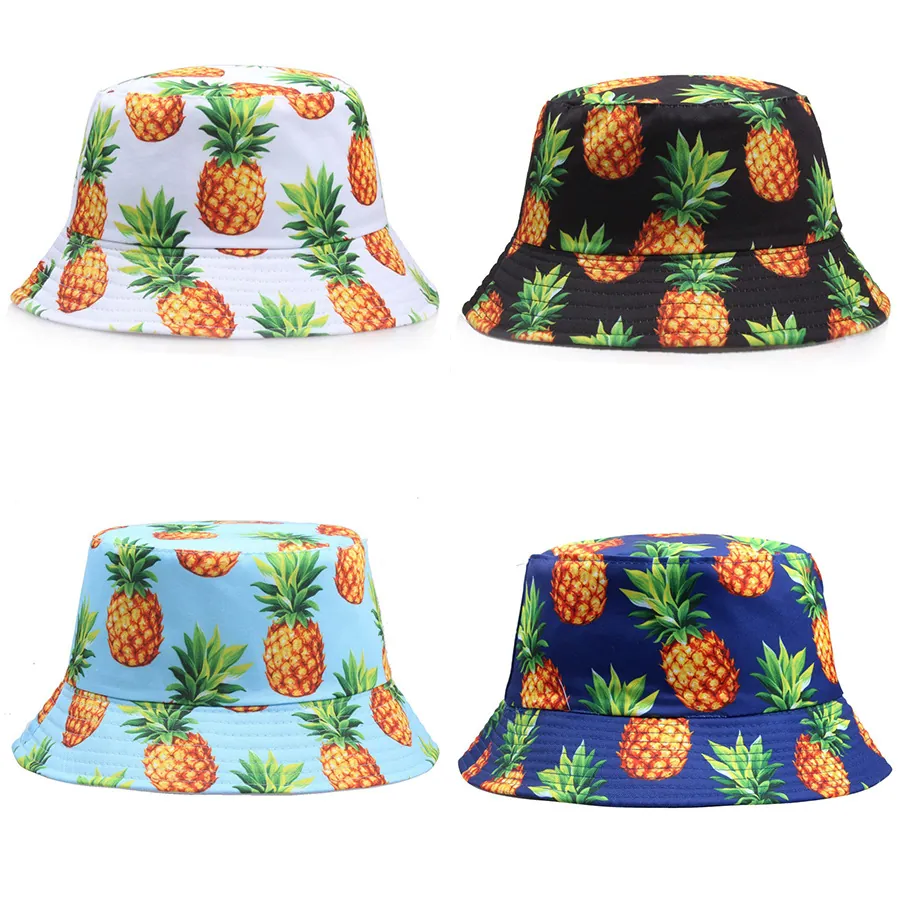 Cappello Da Pescatore Con Stampa Di Ananas Acrilico Traspirante Protezione Solare Estate Spiaggia Casual Per Donne Uomini