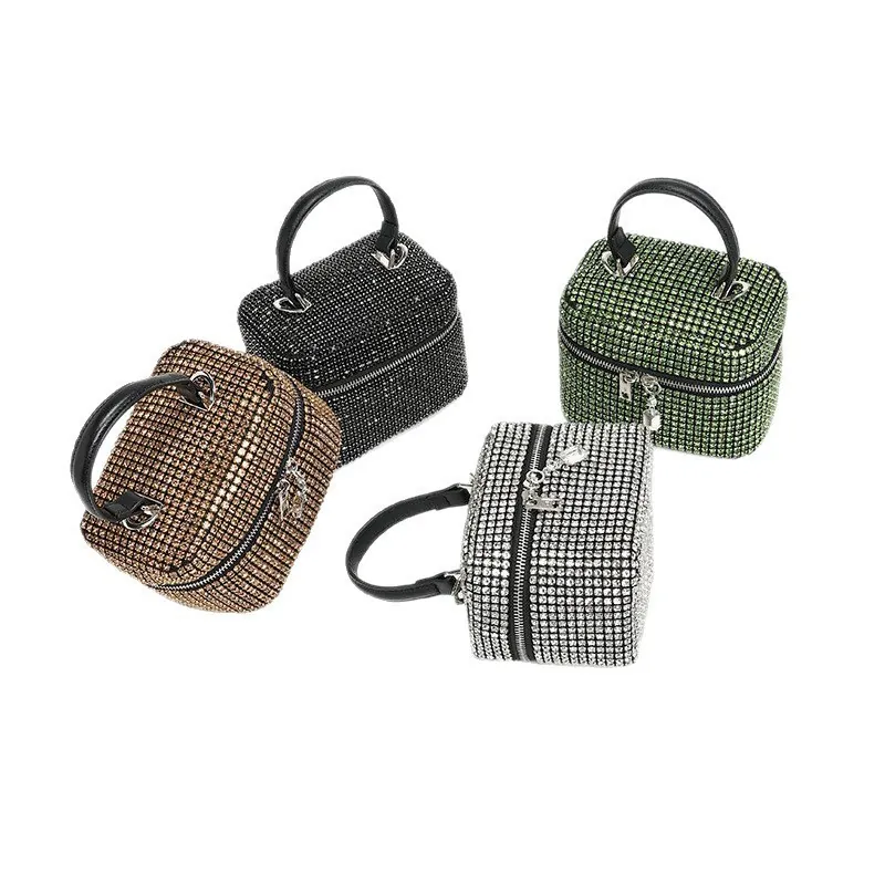 Rhinestone Evening Handbag Glitter Box Party Bag With Chain Shoulder Strap Luxury Wedding Clutch For Women