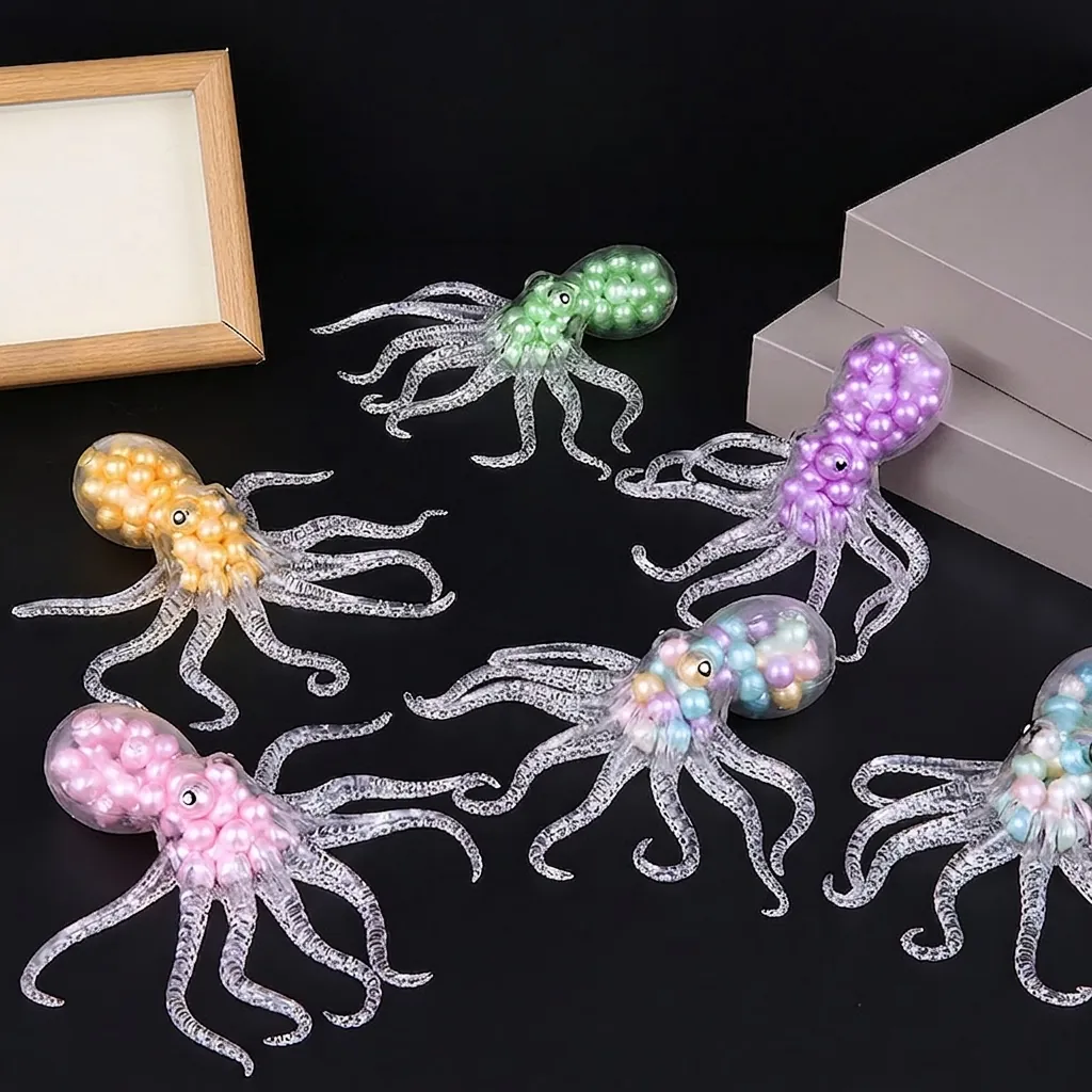 Octopus Stress Relief Squeeze Toy TPR Water Bead Filled Sensory Squishy Novelty Toy For Stress Anxiety Relief
