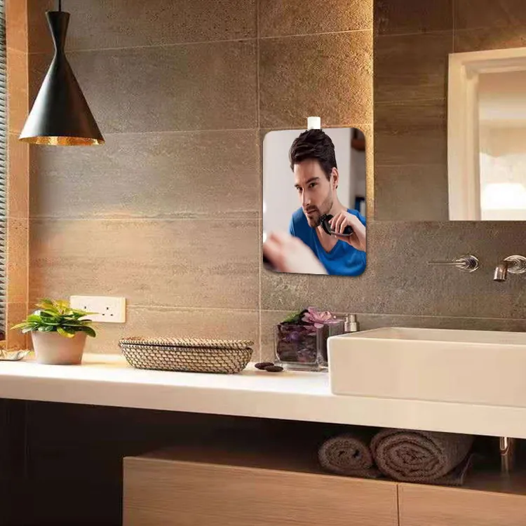 Shaving Mirror Acrylic Wall Mounted Fogless Bathroom Mirror Portable Hanging Rectangle Mirror For Men