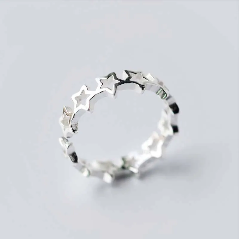 Hohler Stern Ring Kupfer Versilbert Minimalistisch Verstellbarer Offener Ring Damen Schmuck Koreanischer Stil