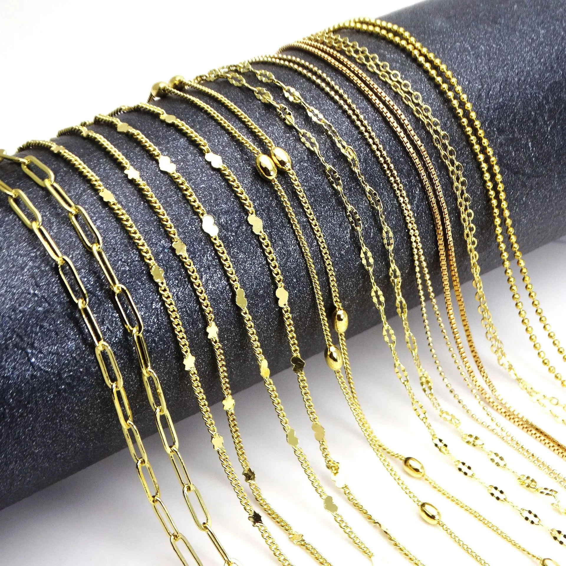 Versatile Gold Plated Copper Necklace Chain For Women Minimalist Link Box Bead Star Heart Style Choker Accessory