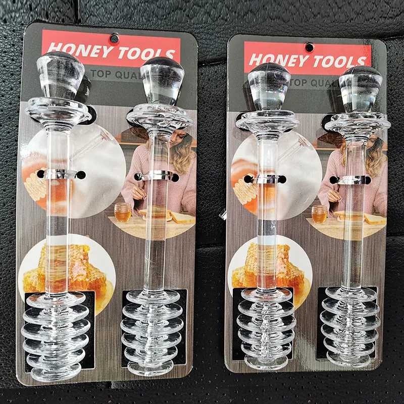 Cuillère À Miel Transparente Plastique Alimentaire Tête Spirale Bâton De Mélange Pour Sirop Gadget De Cuisine