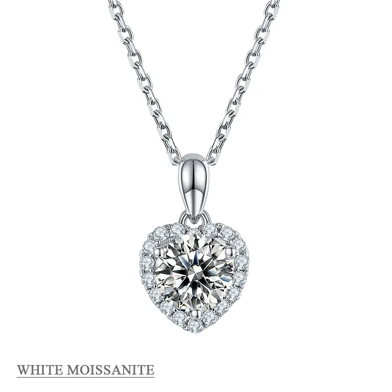 Collana Con Ciondolo a Cuore in Moissanite in Argento Sterling 925 per Donna Incastonatura Halo Goccia D'acqua Gioielleria Regalo