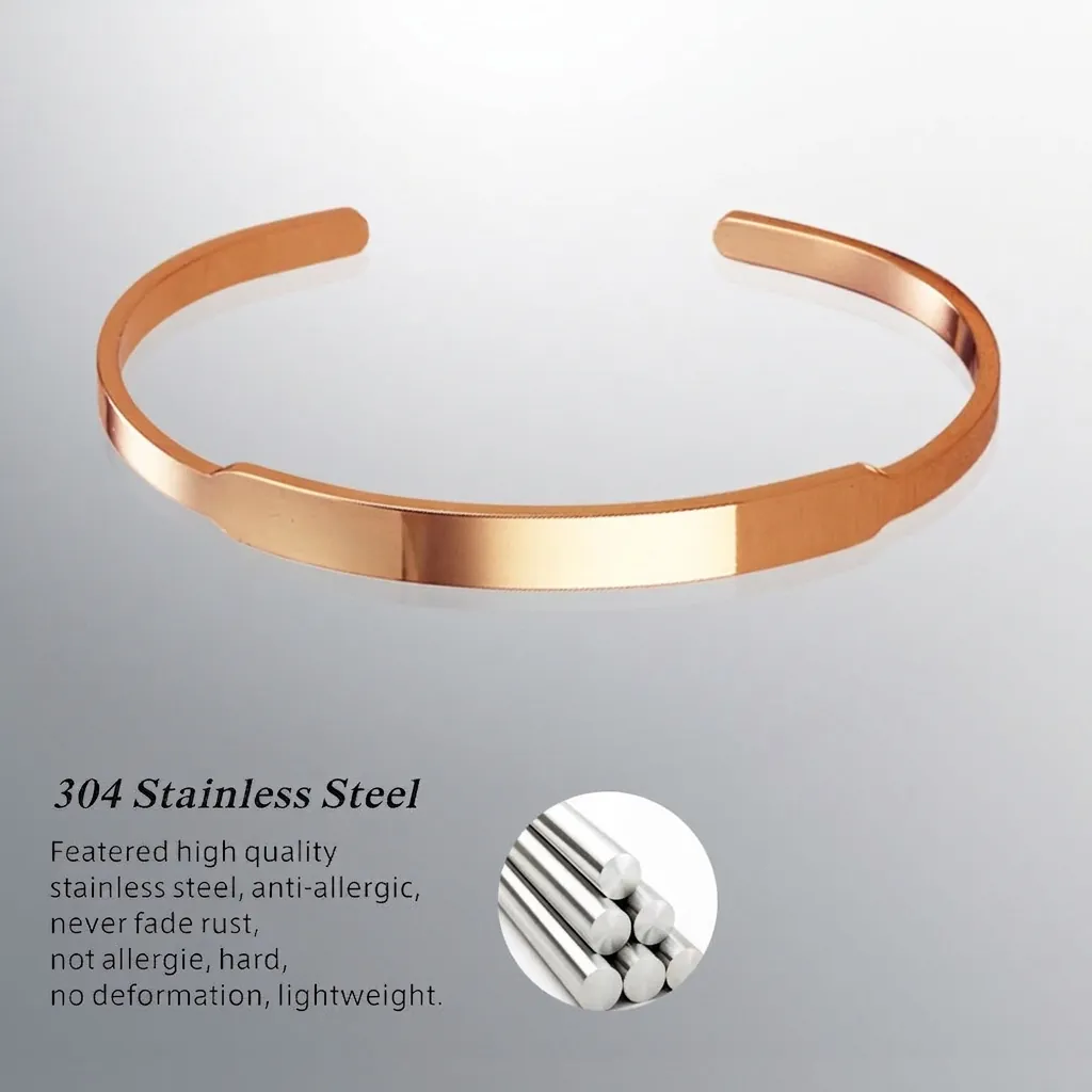 Brazalete Abierto de Acero Inoxidable para Mujer Minimalista Pulido Brillante Superficie Metálica Pulsera Joyería de Moda