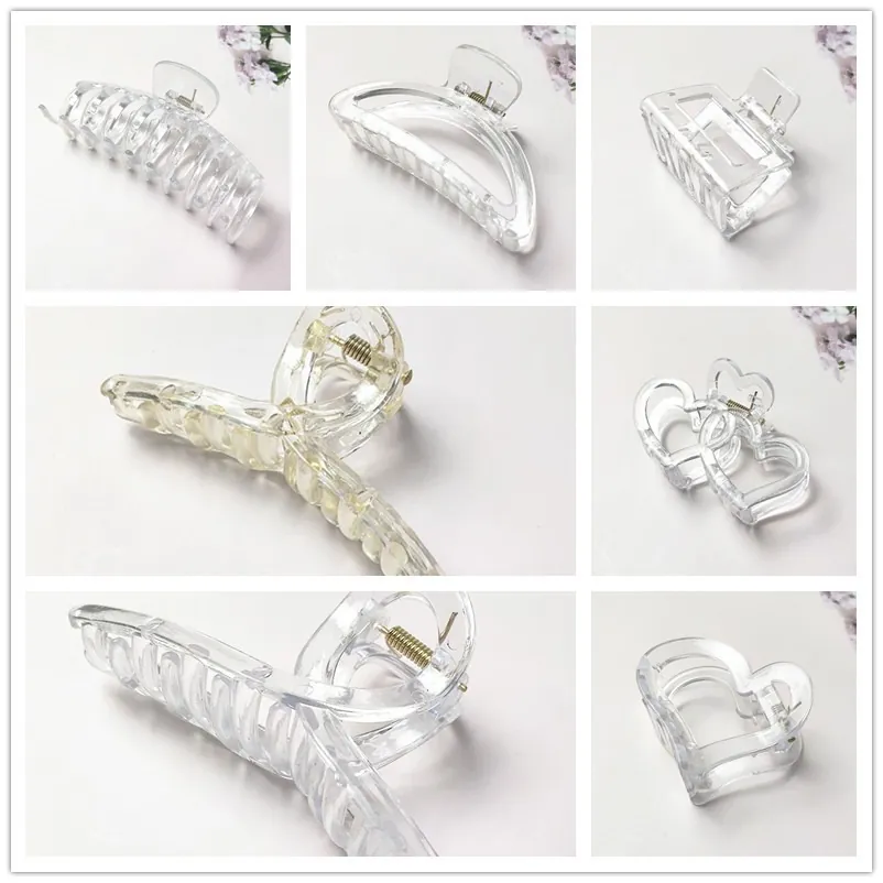 Large Hair Claw Clip Transparent Acrylic Minimalist Cross Shark Clip Elegant Hair Accessory For Women
