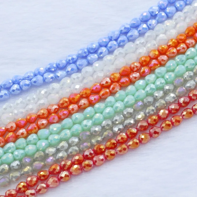 Faceted Crystal Glass Beads Water Drop Teardrop AB Coated Loose Beads For Jewelry Making DIY Craft Bracelet Necklace