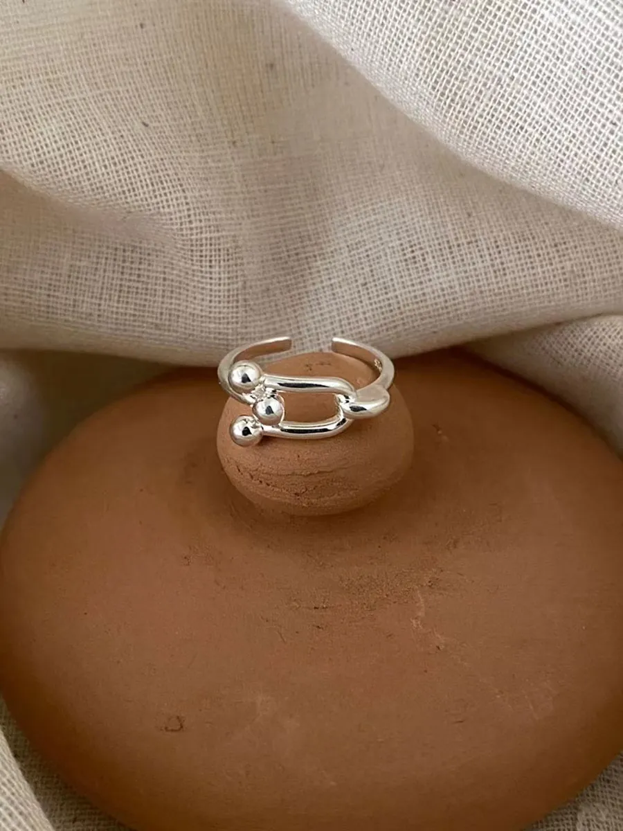 Anello Aperto a Catena a Maglie a Forma di U in Argento Sterling 925 per Donna Gioielli di Moda Minimalista in Stile HardWear