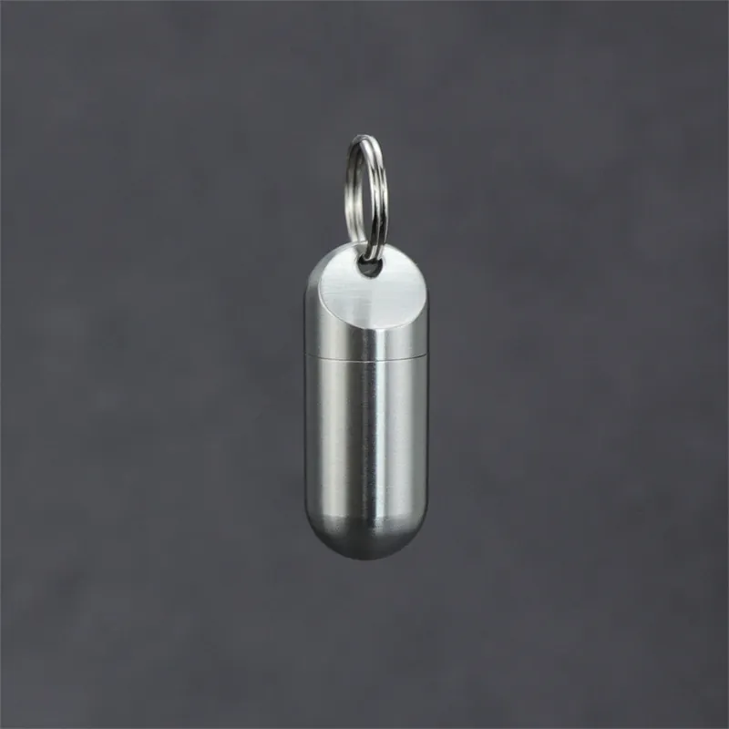Portable Pill Case Titanium Alloy Stainless Steel Waterproof Sealed Capsule Storage Bottle Keychain For Outdoor Emergency Medicine