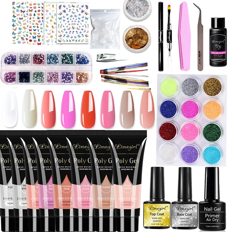 Poly Nail Gel For Extension With UV LED Lamp Quick Building Professional Nail Art Manicure Tools Slip Solution Base Top Coat