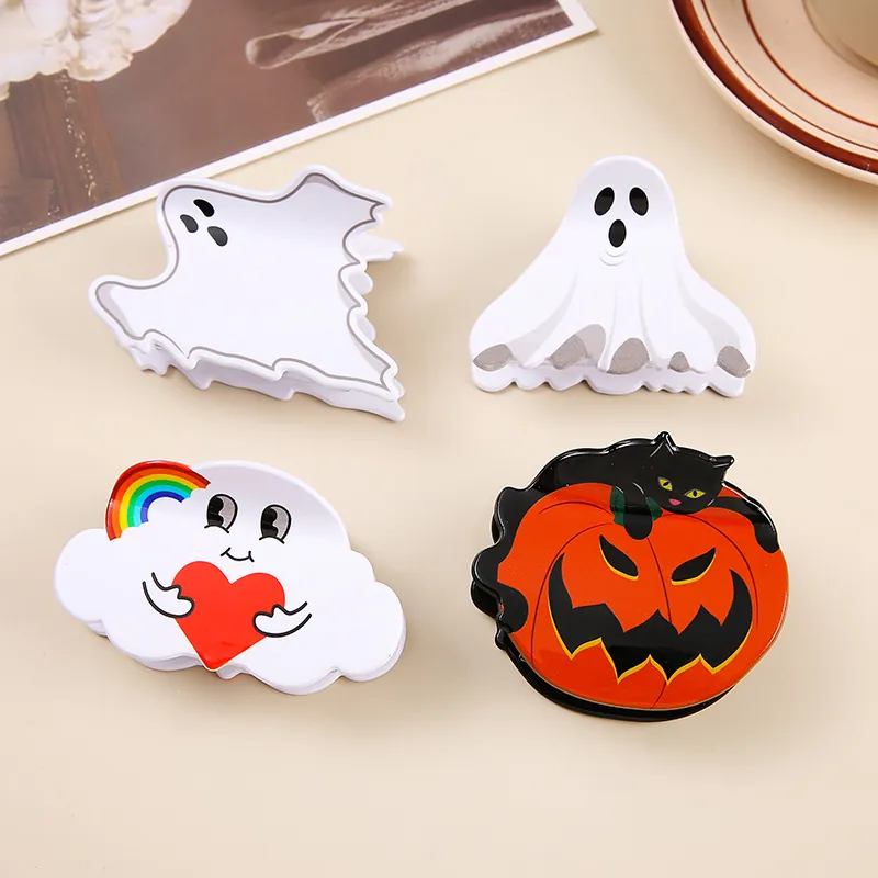 Mollette Per Capelli Halloween Acrilico Fantasma Zucca Gatto Shark Clip Copricapo Festival Per Donne Ragazze Accessorio Per Capelli