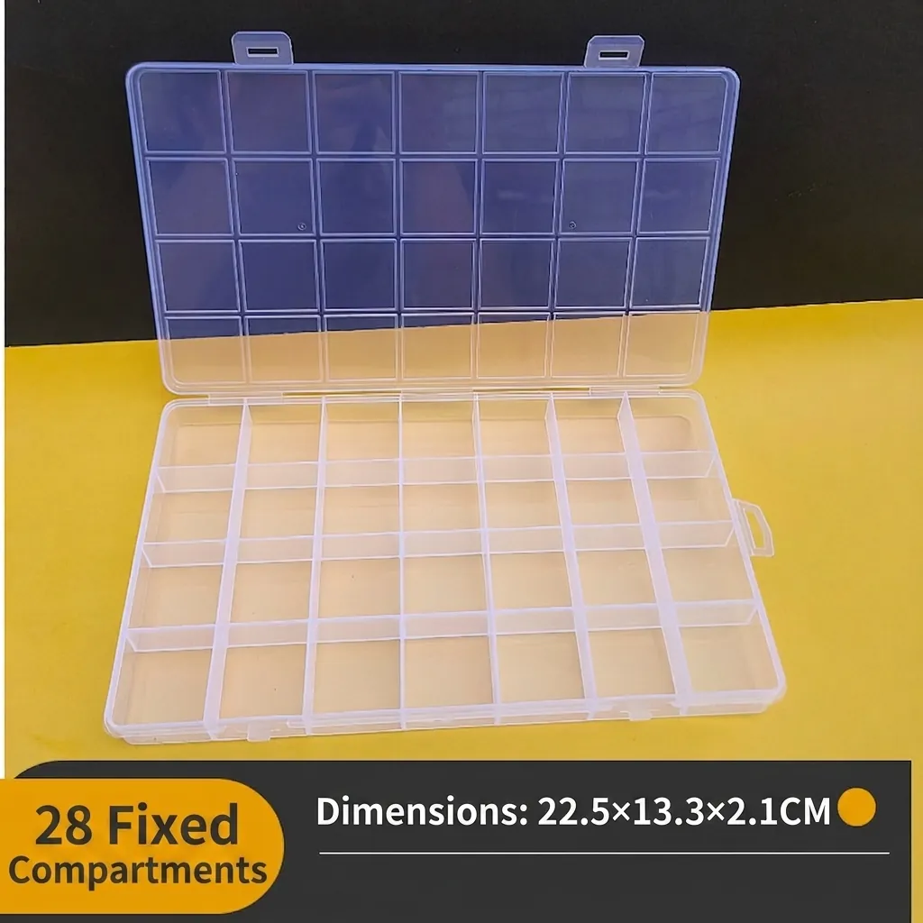 28 Fächer Transparente PP-Kunststoff-Aufbewahrungsbox Feste Fächer Organizer Für Schmuck Perlen Hardware Handwerk Minimalistisch