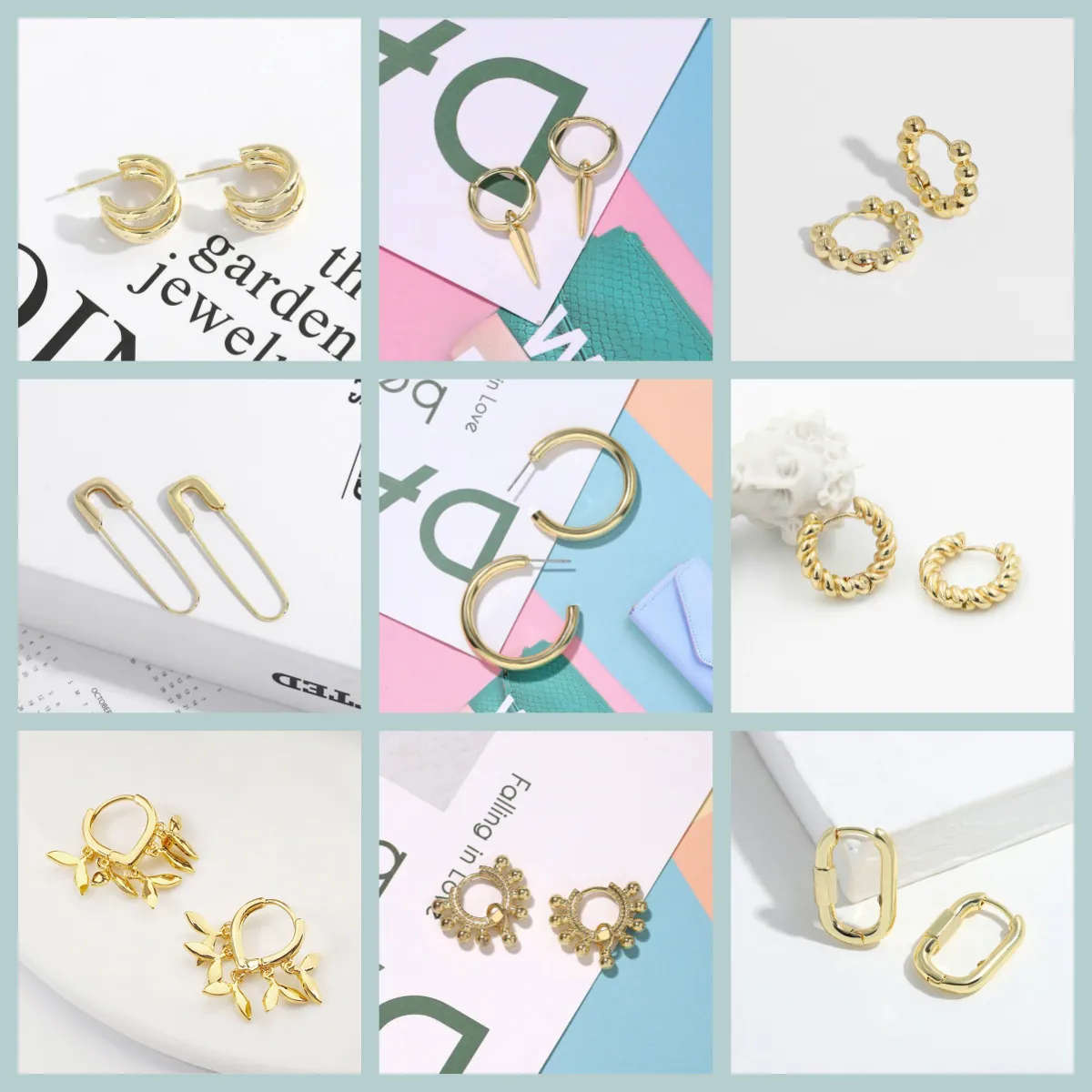 Classic Copper Earrings For Women Minimalist Geometric Half Circle Fish Leaf Safety Pin Drop Hoop Earrings Jewelry Gift