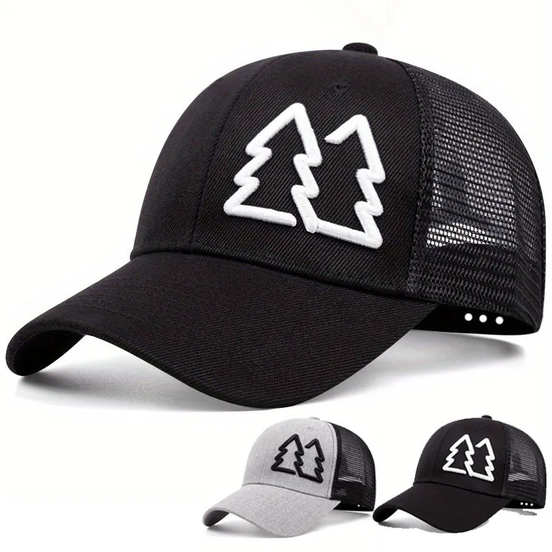Cappello Trucker Con Ricamo Due Alberi Rete Traspirante Berretto Da Baseball Regolabile Per Outdoor Protezione Solare