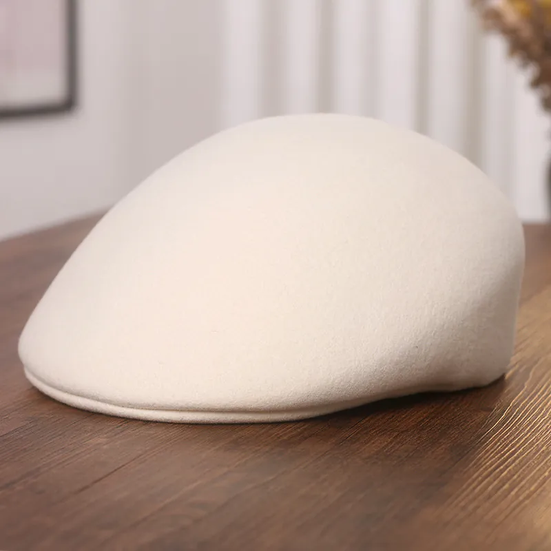 Women Vintage Wool Blend Beret Hat Autumn Winter Casual Solid Color Forward Hat Retro Painter Cap For Ladies