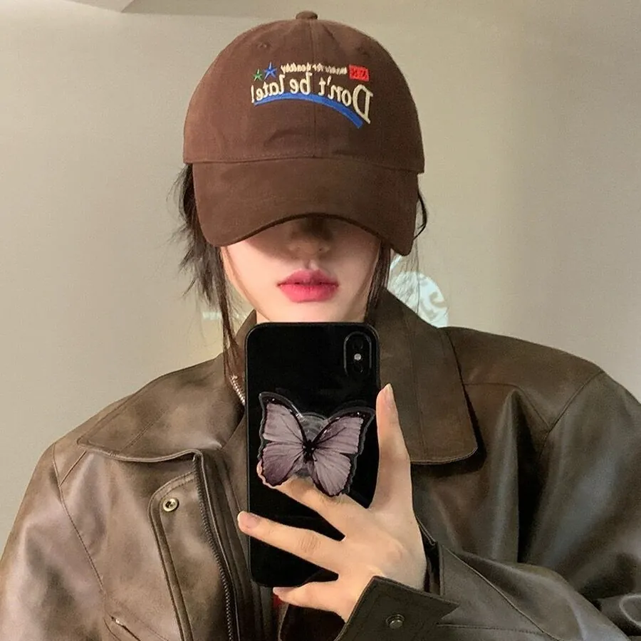 Vintage Baseball Cap Cotton Letter Embroidery Adjustable Sun Protection Casual Outdoor Sport Hat For Men Women