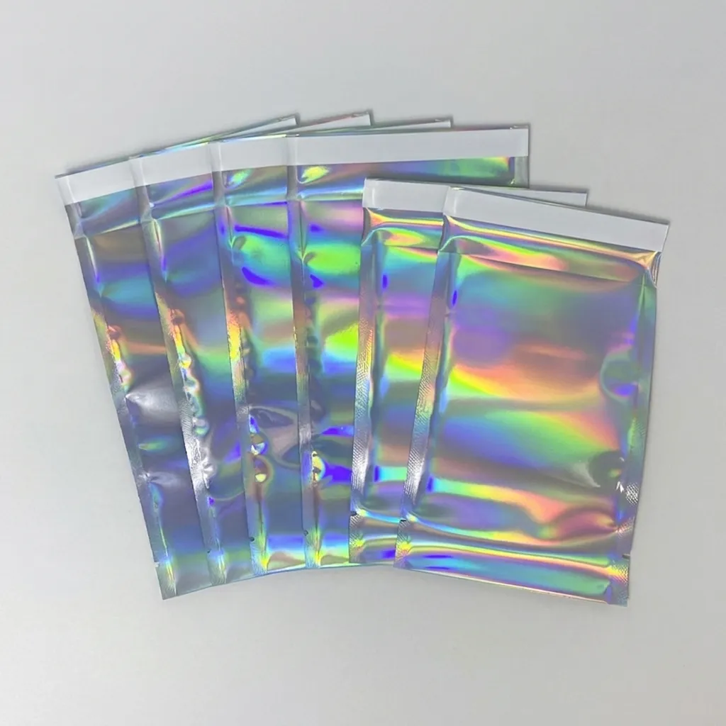 Holographic Mailing Bags Laser Shipping Envelopes Self Sealing Waterproof Rainbow Plastic Packaging Pouches